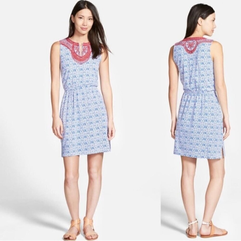 Vineyard Vines Tile Print Embroidered Jersey Knit Dress Size S - Picture 5 of 7